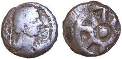 Achyuta, Copper quarter (eighth ?) karshapana, c. early 4th century