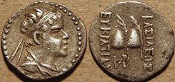 Eucratides I, Silver obol, 171-145 BC