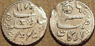 BRITISH INDIA, MADRAS PRESIDENCY: Silver 1/16 rupee (1 anna) ino Alamgir II, 