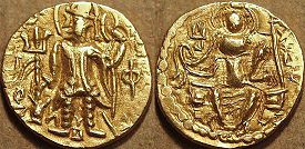 Gold quarter dinar, 247-265 AC